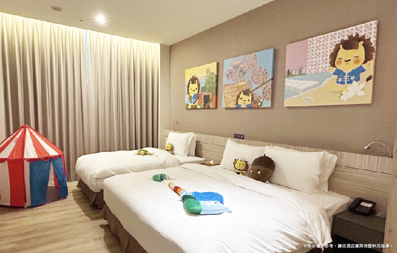 皮皮獅主題三人房-一大床一小床